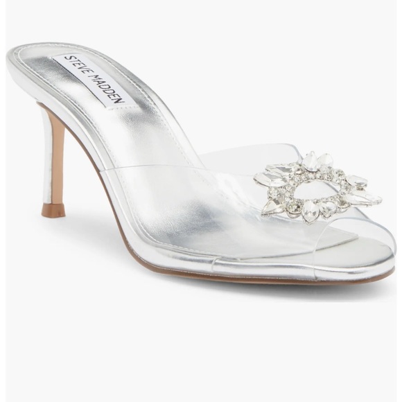 Steve Madden Shoes - Steve Madden Raegan Heel Women’s Size 6M Silver with Crystal Embellishments